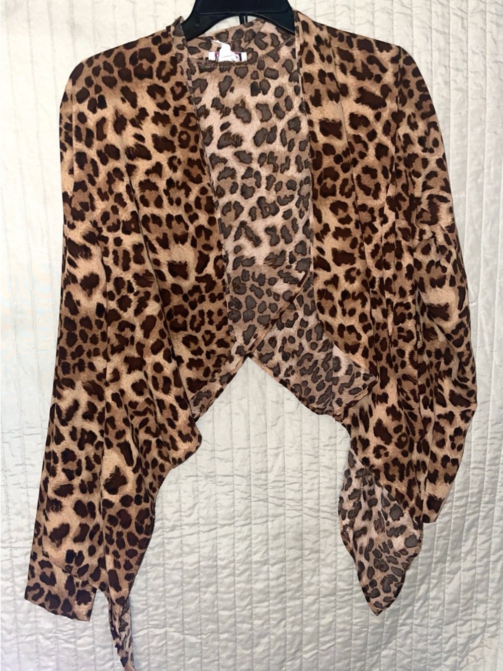 Madrag Leopard Print Draped Open Front Cardigan XL